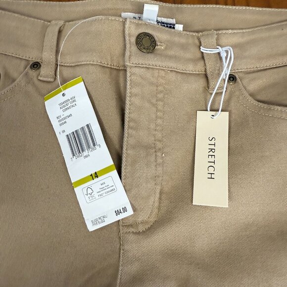 Jones New York Sport Tan Stretch jeans, size 14 NWT - Picture 2 of 4
